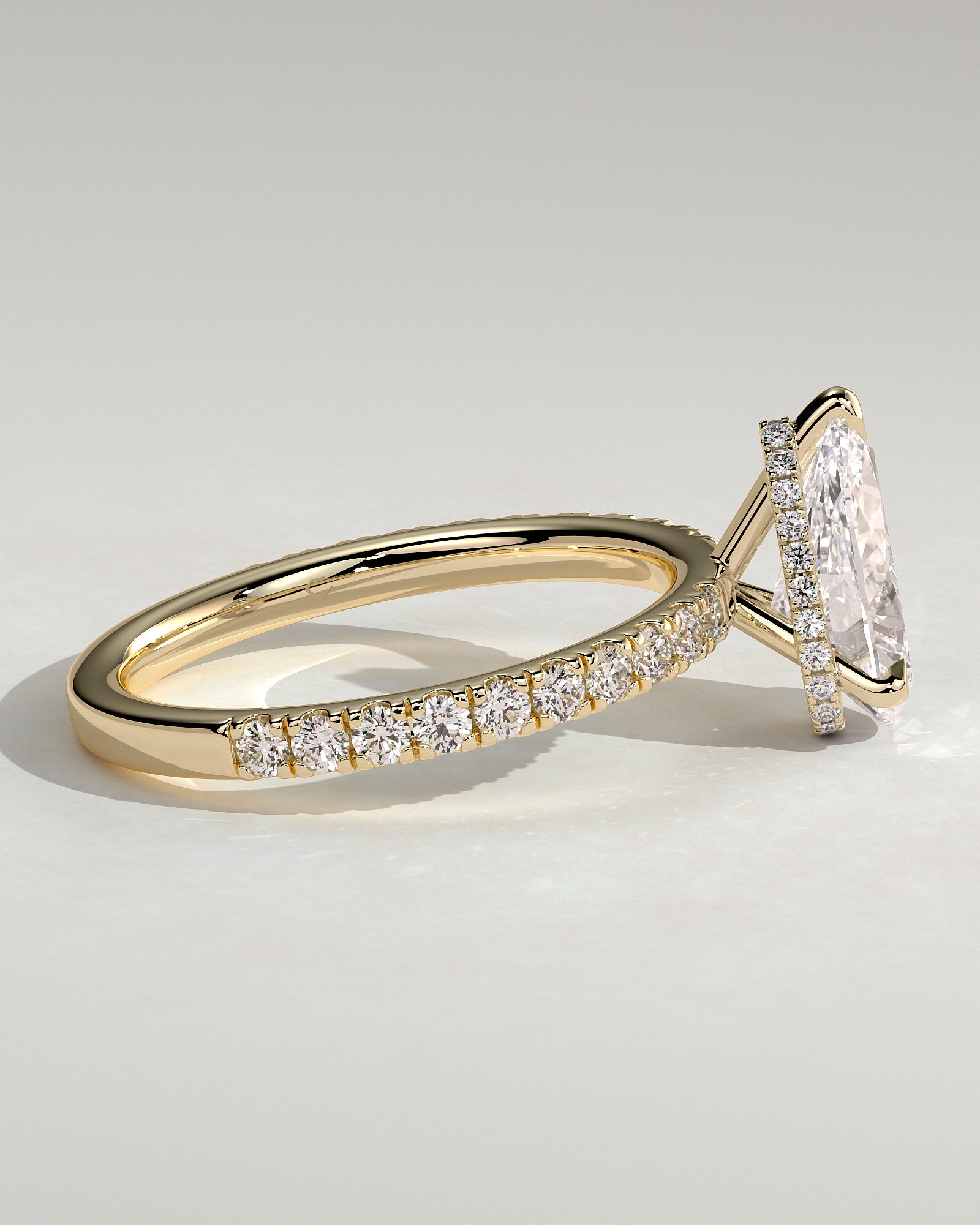 2.0CT Pear Lab Grown Diamond Hidden Halo Pave Engagement Ring