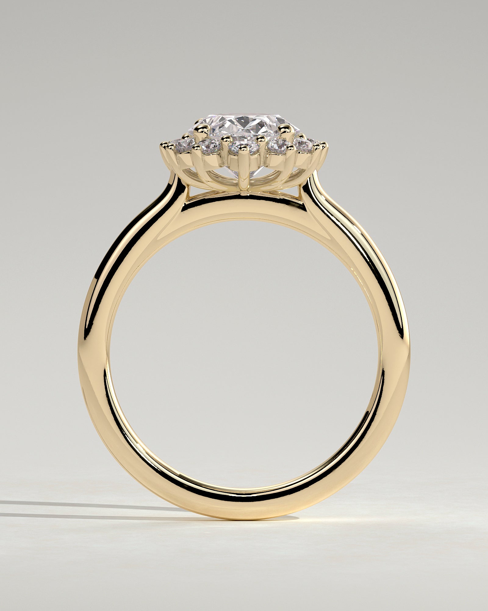 2.0CT Oval Lab Grown Diamond Halo Cathedral Engagement Ring