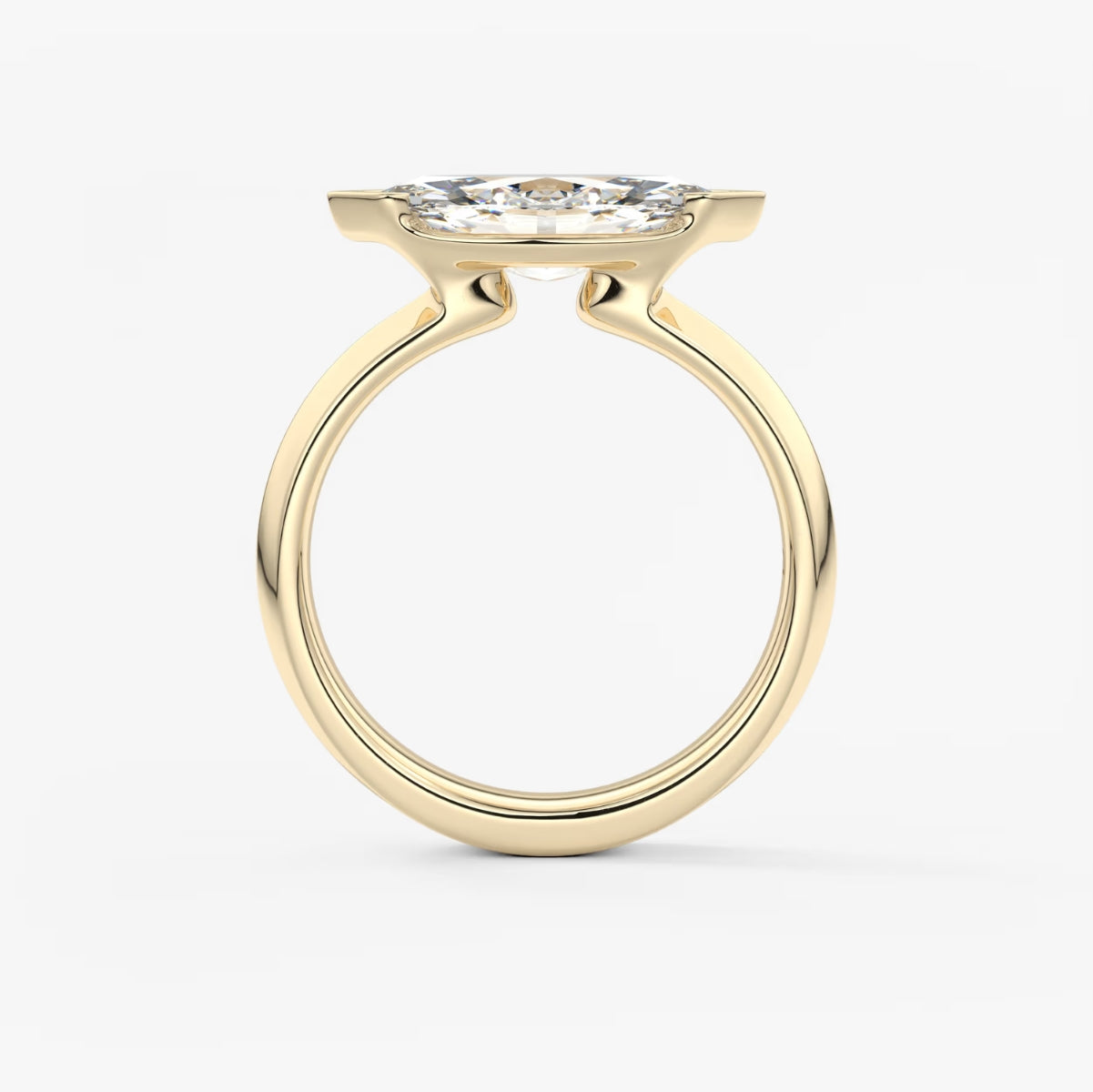 2.0CT Half Bezel Set East West Marquise Lab Grown Diamond Chunky Ring