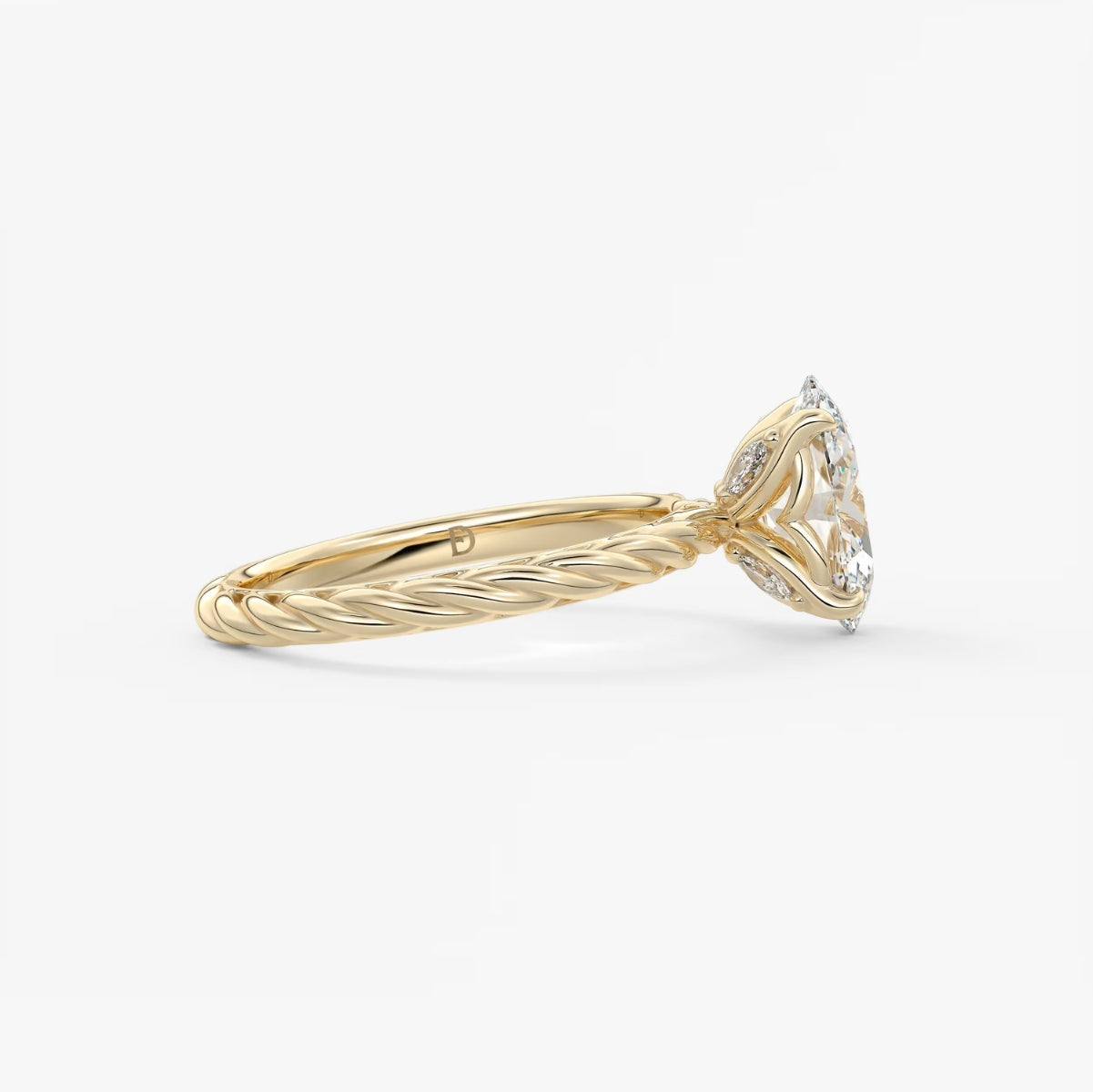 2.0CT Oval Cut Lab Grown Diamond Twisted Braided Engagement Ring