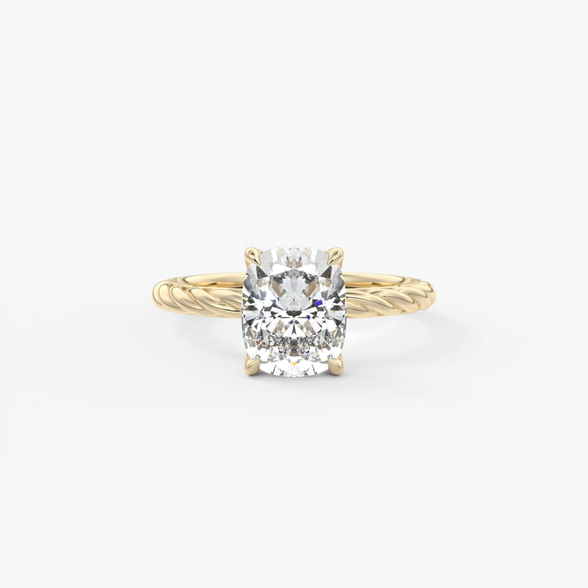 2.0CT Cushion Cut Lab Grown Diamond Twisted Braided Engagement Ring