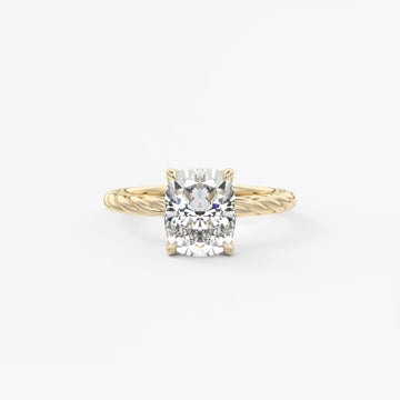 2.0CT Cushion Cut Lab Grown Diamond Twisted Braided Engagement Ring