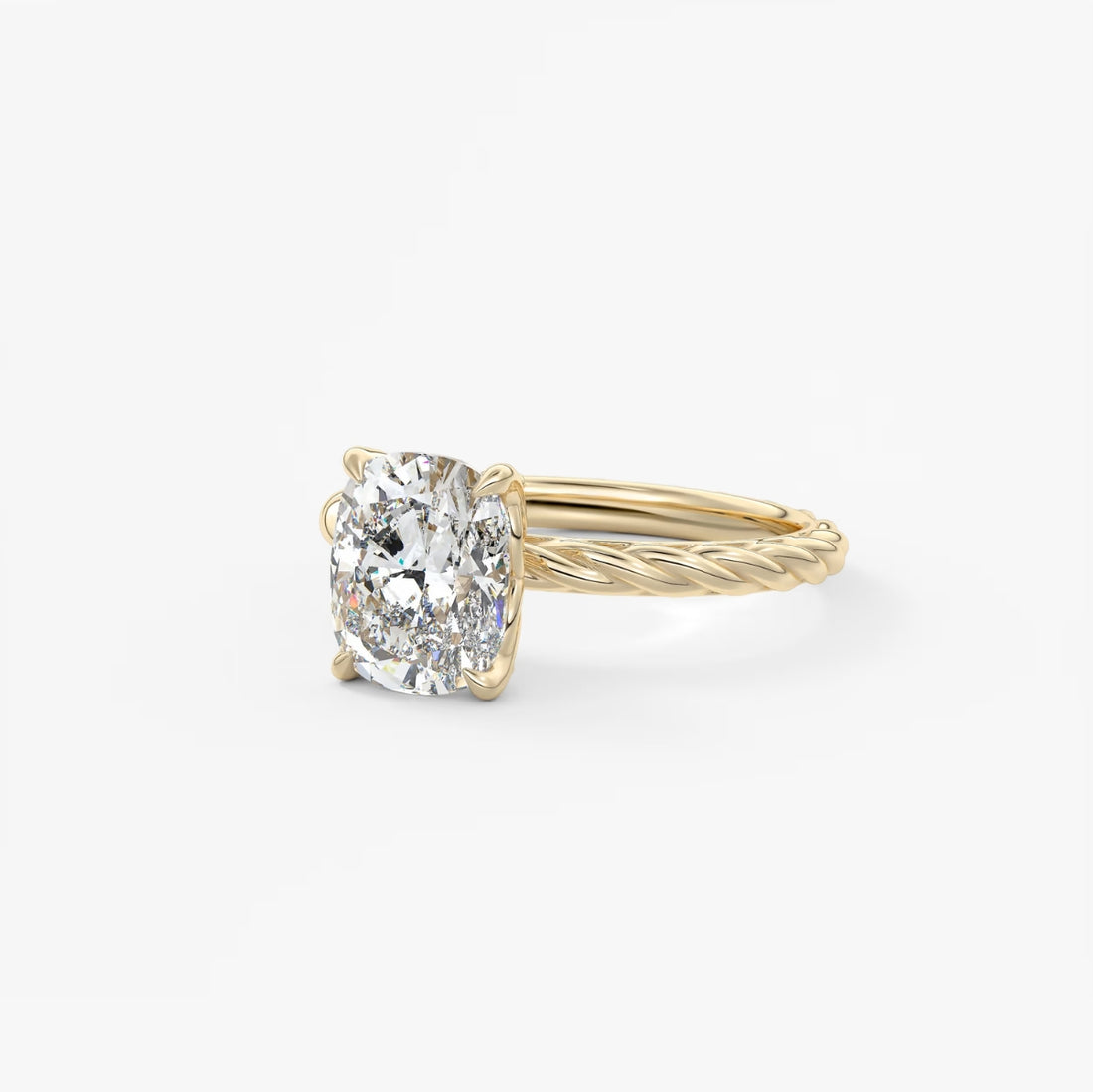 2.0CT Cushion Cut Lab Grown Diamond Twisted Braided Engagement Ring