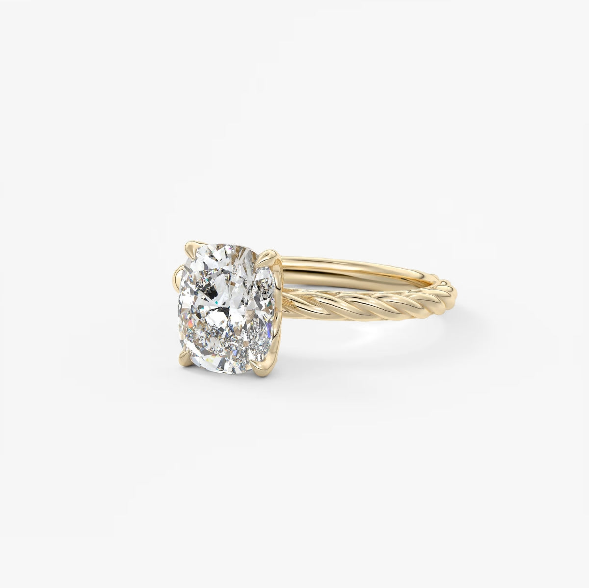 2.0CT Cushion Cut Lab Grown Diamond Twisted Braided Engagement Ring
