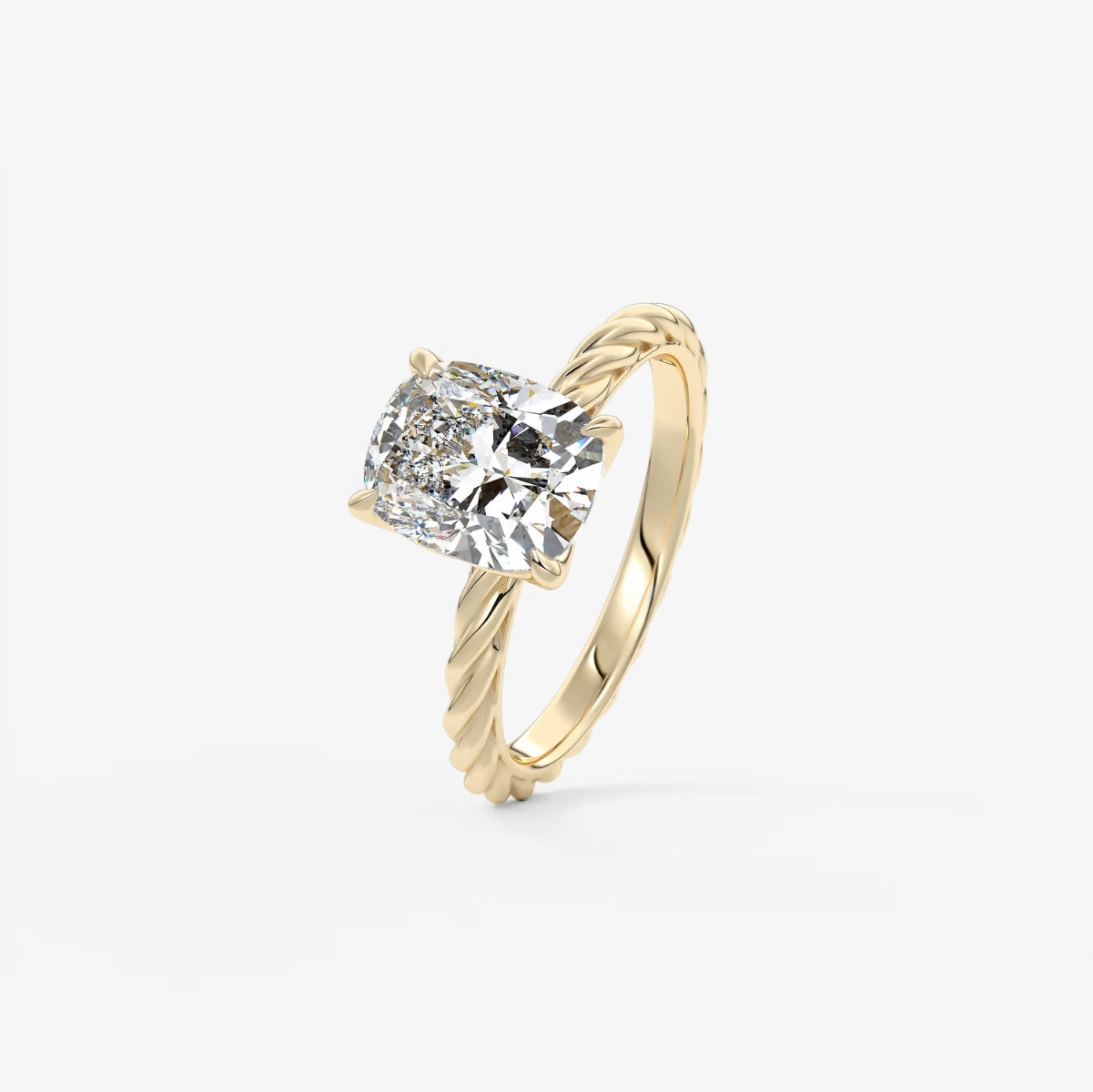 2.0CT Cushion Cut Lab Grown Diamond Twisted Braided Engagement Ring