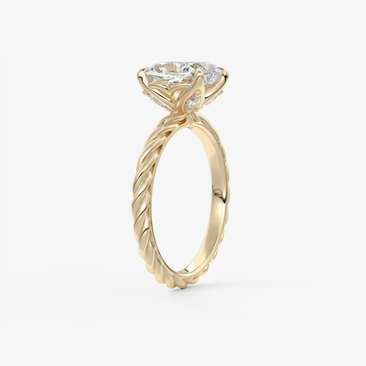 2.0CT Cushion Cut Lab Grown Diamond Twisted Braided Engagement Ring