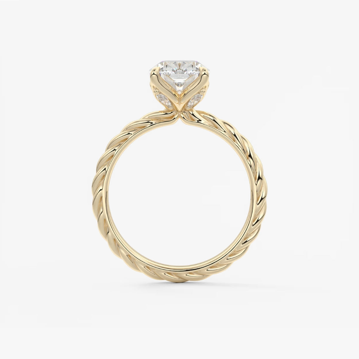 2.0CT Cushion Cut Lab Grown Diamond Twisted Braided Engagement Ring