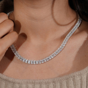 Radiant Cut Lab Grown Diamond Tennis Necklace