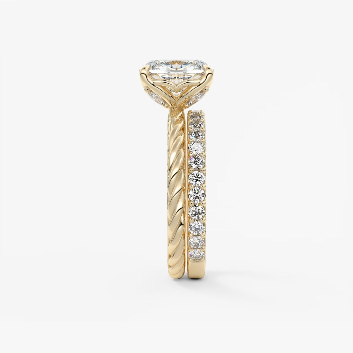 2.0CT Cushion Cut Lab Grown Diamond Twisted Braided Engagement Ring