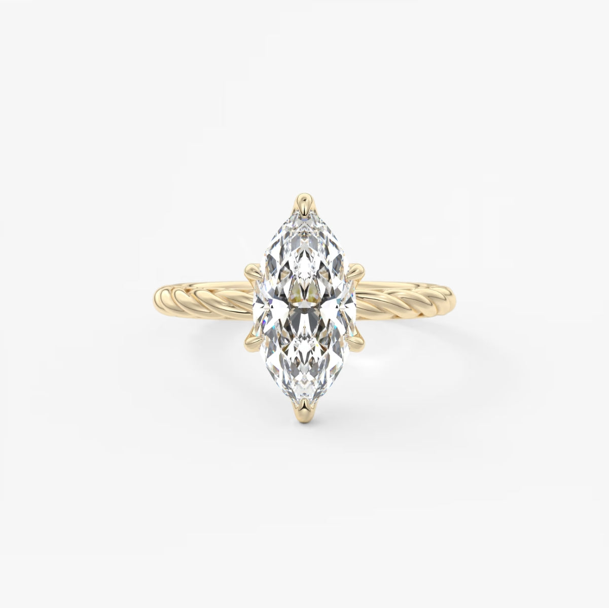 2.0CT Marquise Cut Lab Grown Diamond Twisted Braided Engagement Ring