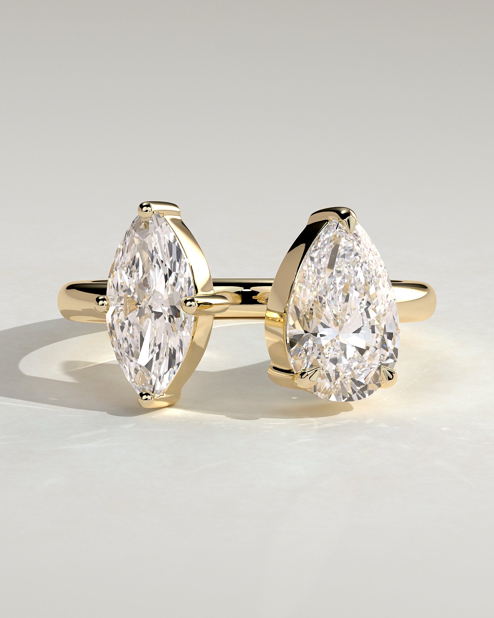 1.15CT Marquise & 1.65CT Pear Lab Grown Diamond Toi et Moi Open Cuff Band Engagement Ring