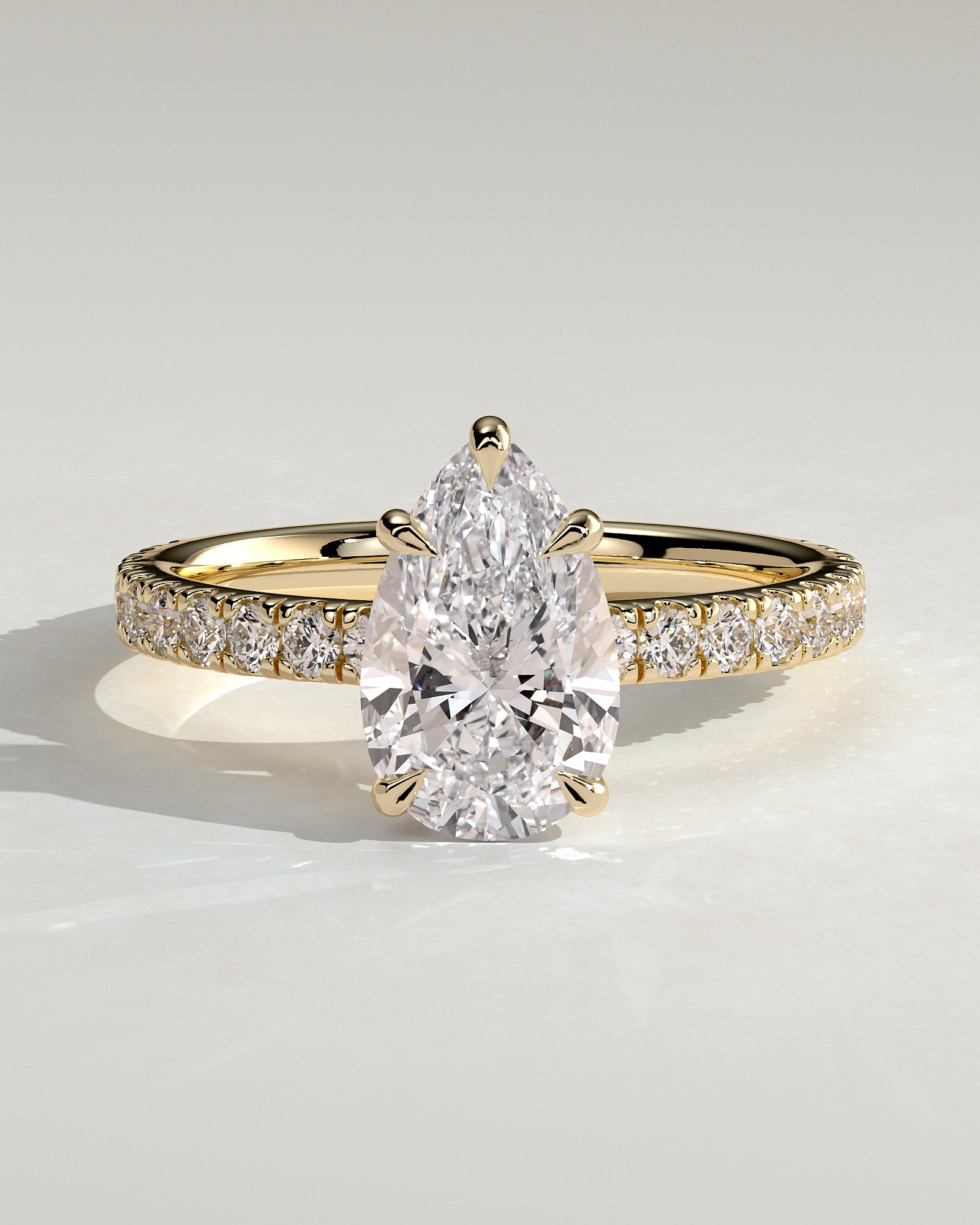 2.0CT Pear Lab Grown Diamond Pave Engagement Ring
