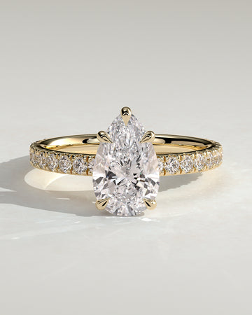 2.0CT Pear Lab Grown Diamond Pave Engagement Ring