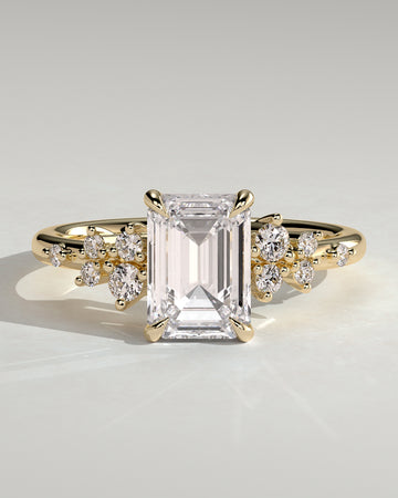 2.0CT Emerald Cut Lab Grown Diamond Cluster Engagement Ring