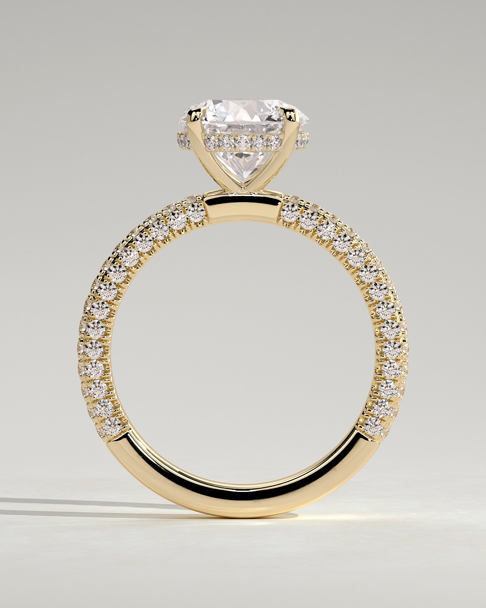 2.0CT Round Lab Grown Diamond Hidden Halo Three Side Pave Engagement Ring