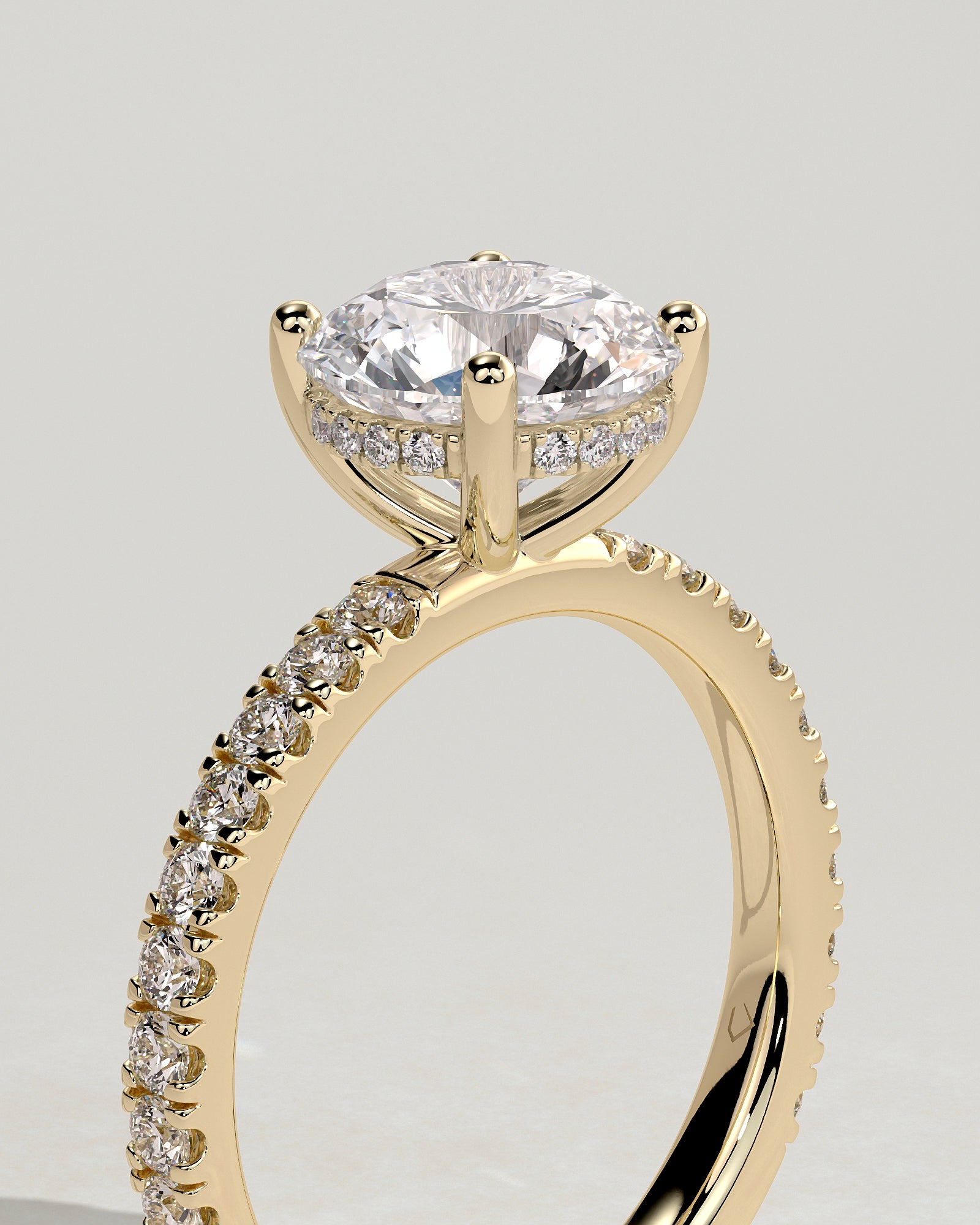 2.0CT Round Lab Grown Diamond Hidden Halo Pave Engagement Ring
