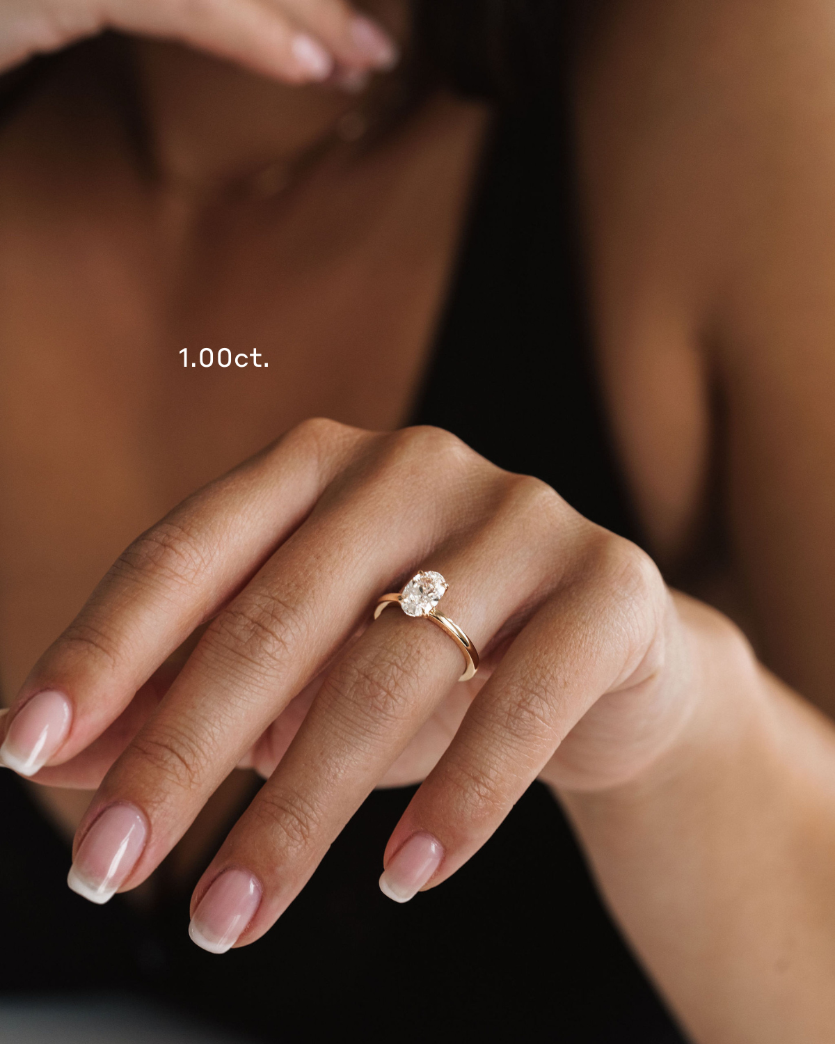 1.0CT Oval Lab Grown Diamond Cavalier Solitaire Engagement Ring