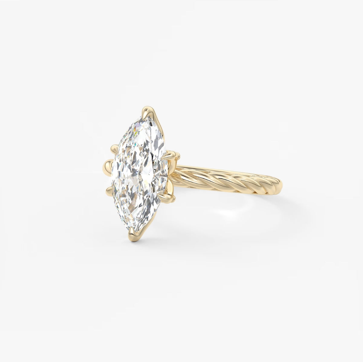 2.0CT Marquise Cut Lab Grown Diamond Twisted Braided Engagement Ring