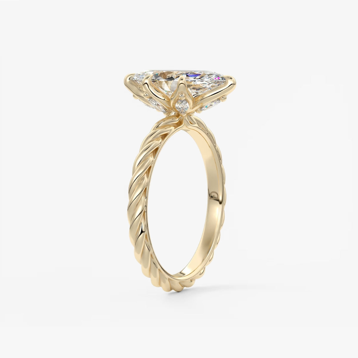 2.0CT Marquise Cut Lab Grown Diamond Twisted Braided Engagement Ring