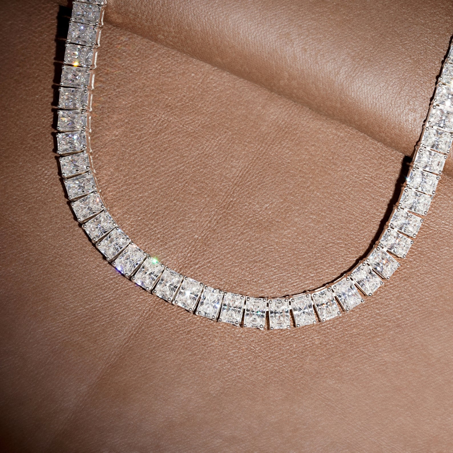 Radiant Cut Lab Grown Diamond Tennis Necklace