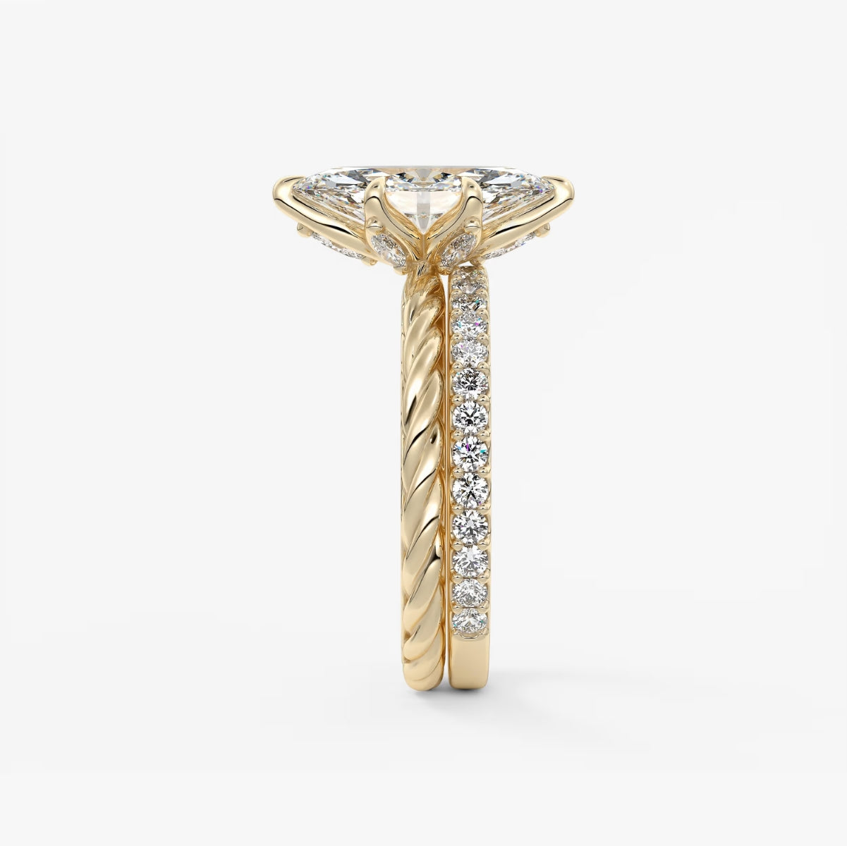 2.0CT Marquise Cut Lab Grown Diamond Twisted Braided Engagement Ring