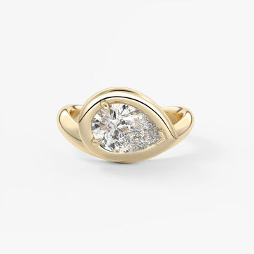 2.0CT Bezel Set Chunky Pear Cut Lab Grown Diamond Collet Engagement Ring