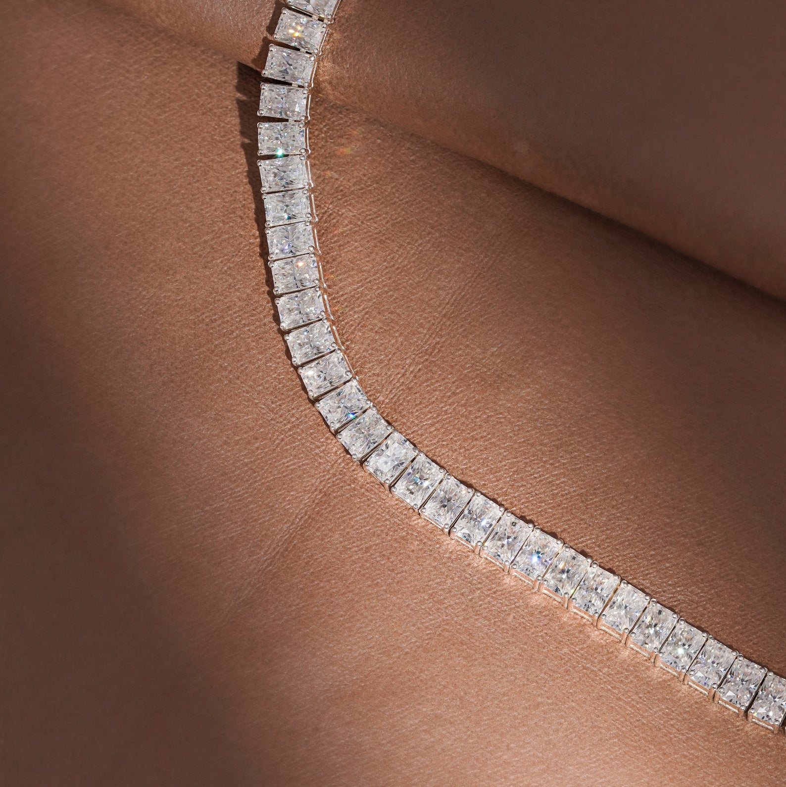 Radiant Cut Lab Grown Diamond Tennis Necklace