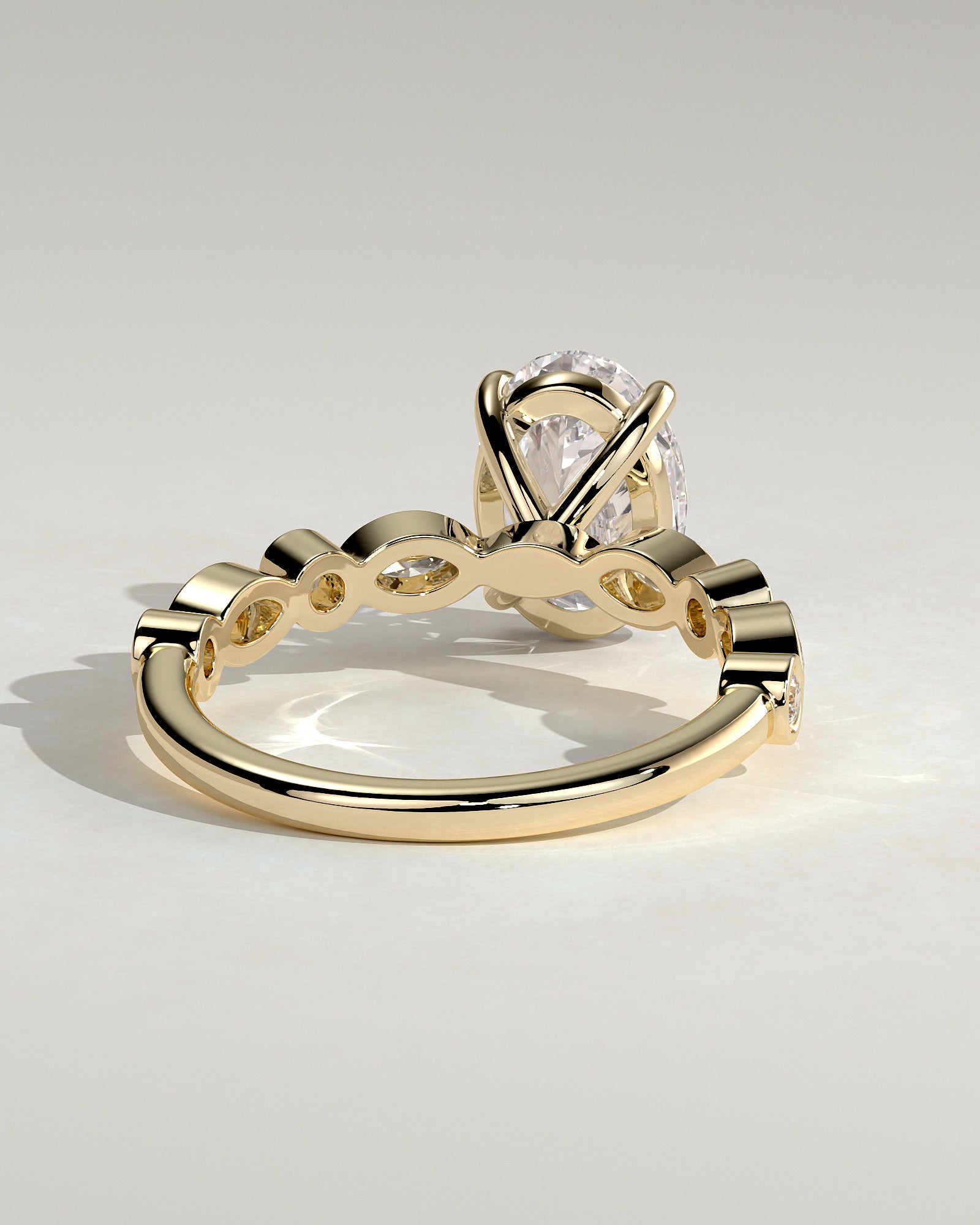 2.0CT Oval Lab Grown Diamond Bezel Pave Band Engagement Ring