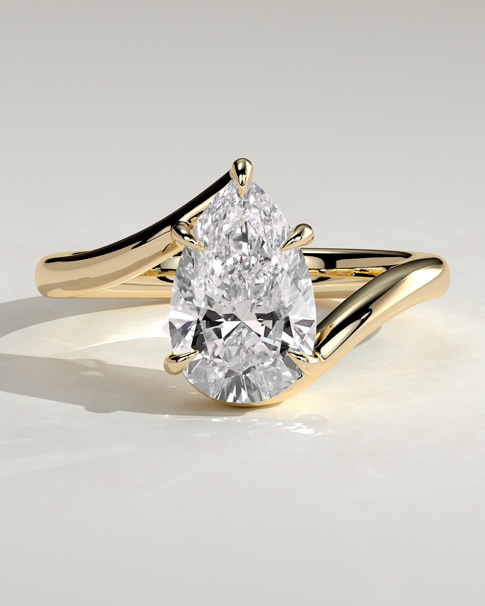 2.0CT Pear Lab Grown Diamond Bypass Engagement Ring