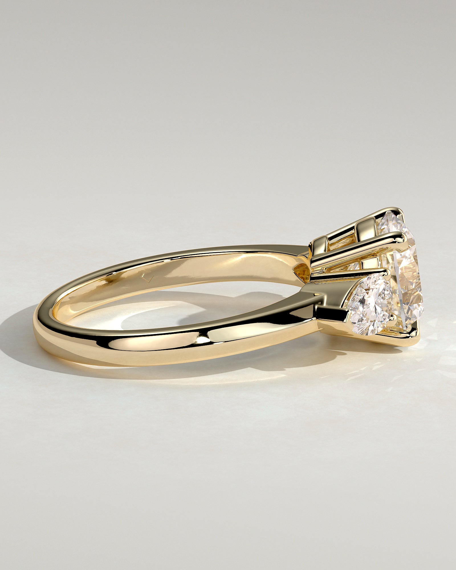 2.0CT Round Cut Lab Grown Diamond Three Stone Knife Edge Engagement Ring