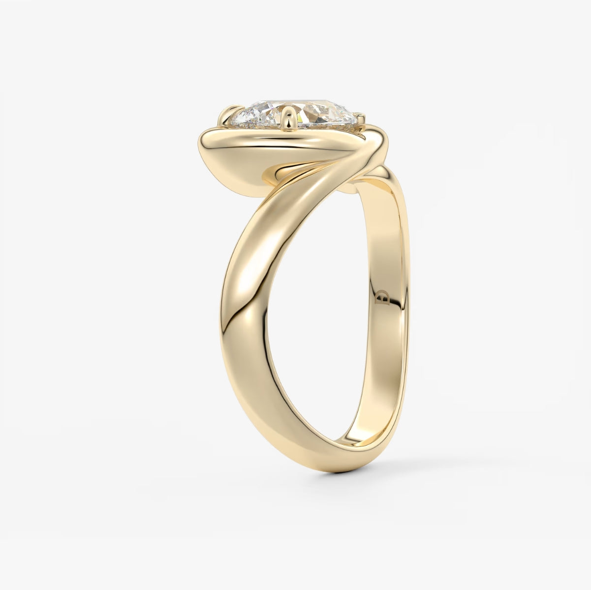 2.0CT Bezel Set Chunky Pear Cut Lab Grown Diamond Collet Engagement Ring