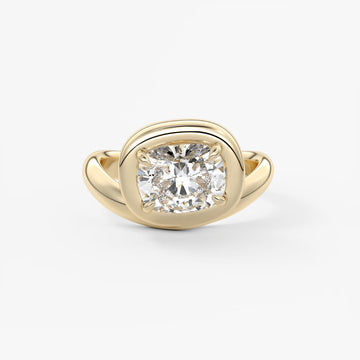 2.0CT Bezel Set Chunky Cushion Cut Cut Lab Grown Diamond Collet Engagement Ring