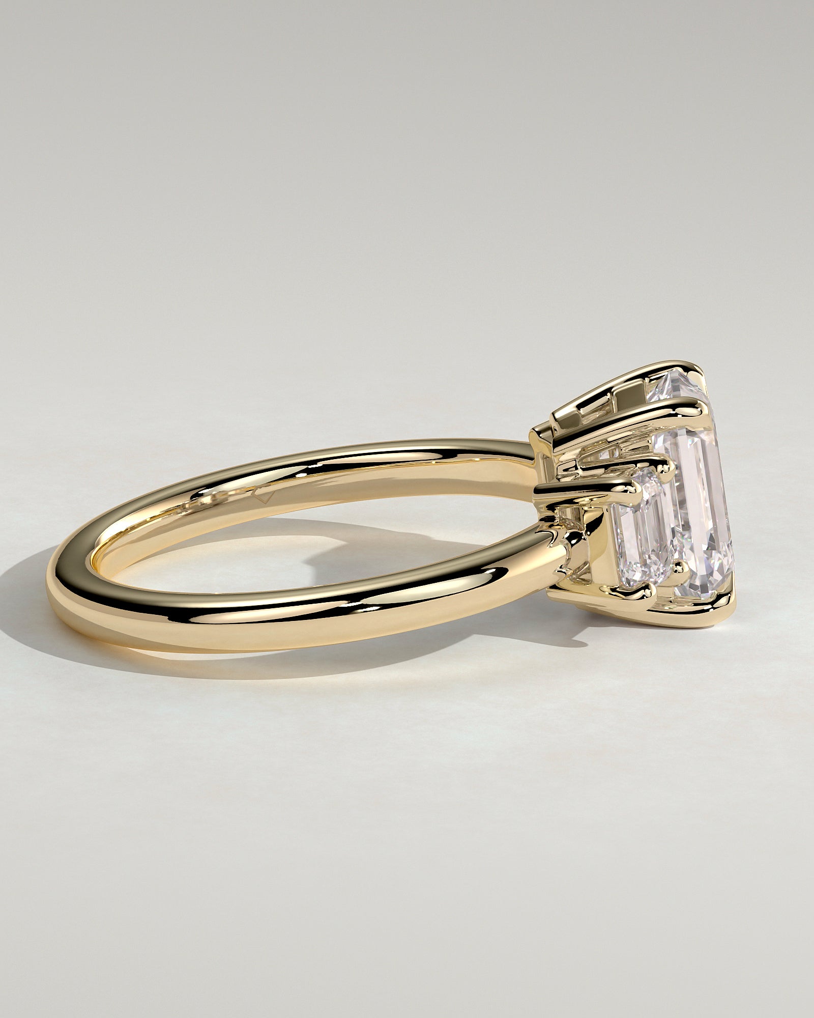 2.0CT Emerald Cut Lab Grown Diamond Three Stone Engagement Ring