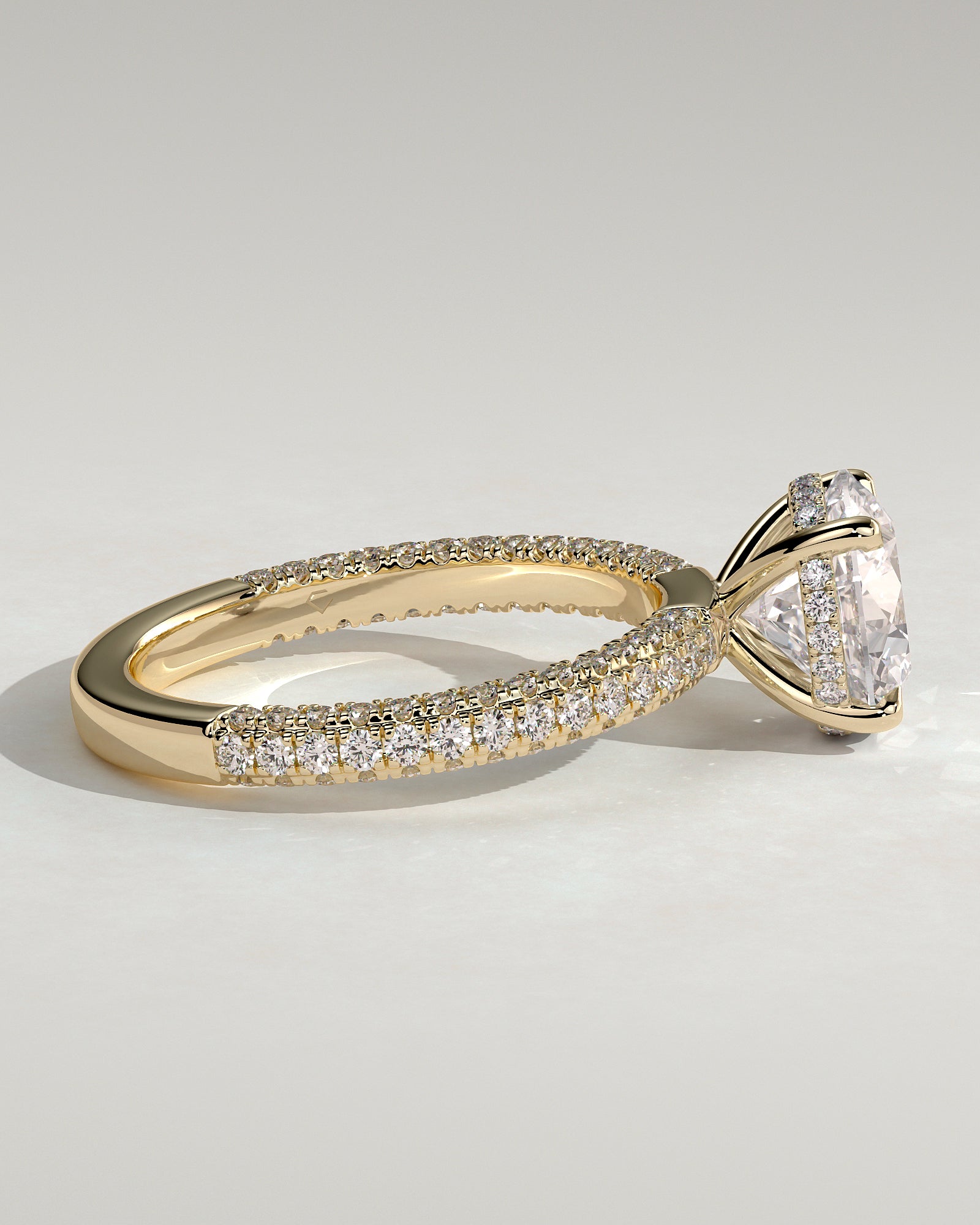 2.0CT Round Lab Grown Diamond Hidden Halo Three Side Pave Engagement Ring