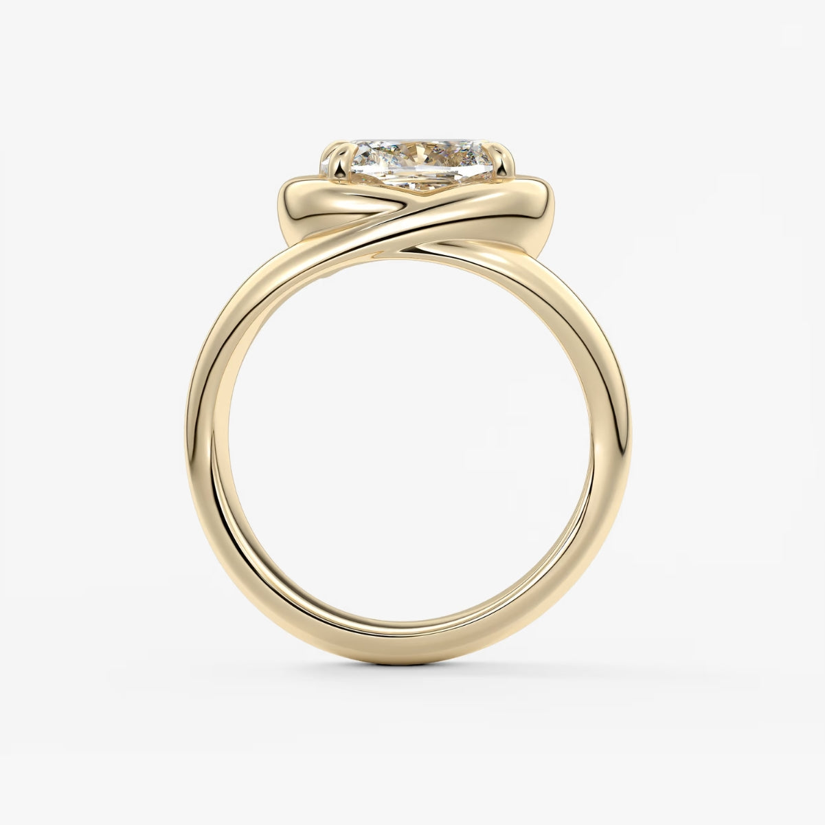 2.0CT Bezel Set Chunky Cushion Cut Cut Lab Grown Diamond Collet Engagement Ring