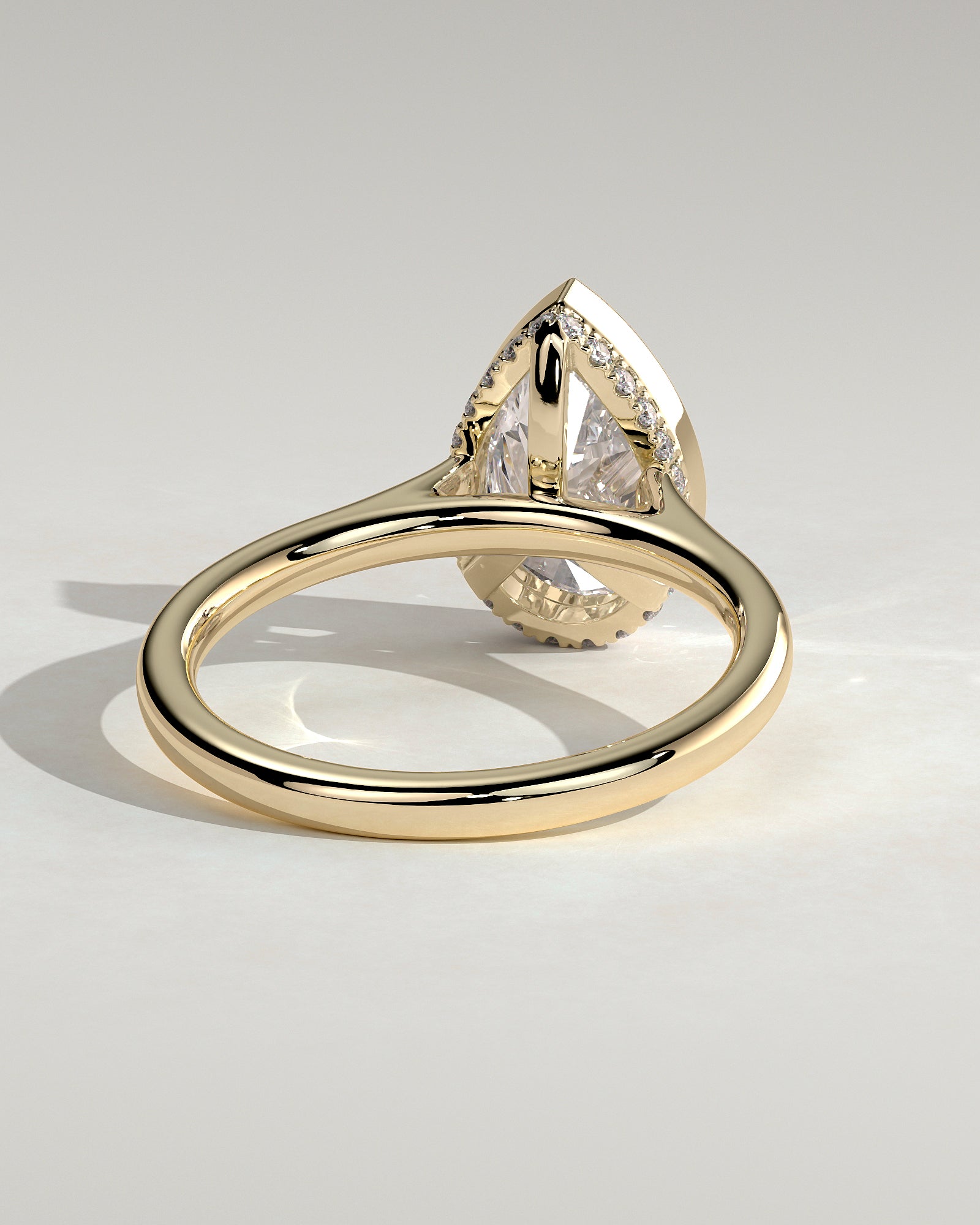 2.0CT Bezel Set Pear Lab Grown Diamond Hidden Halo Cathedral Engagement Ring