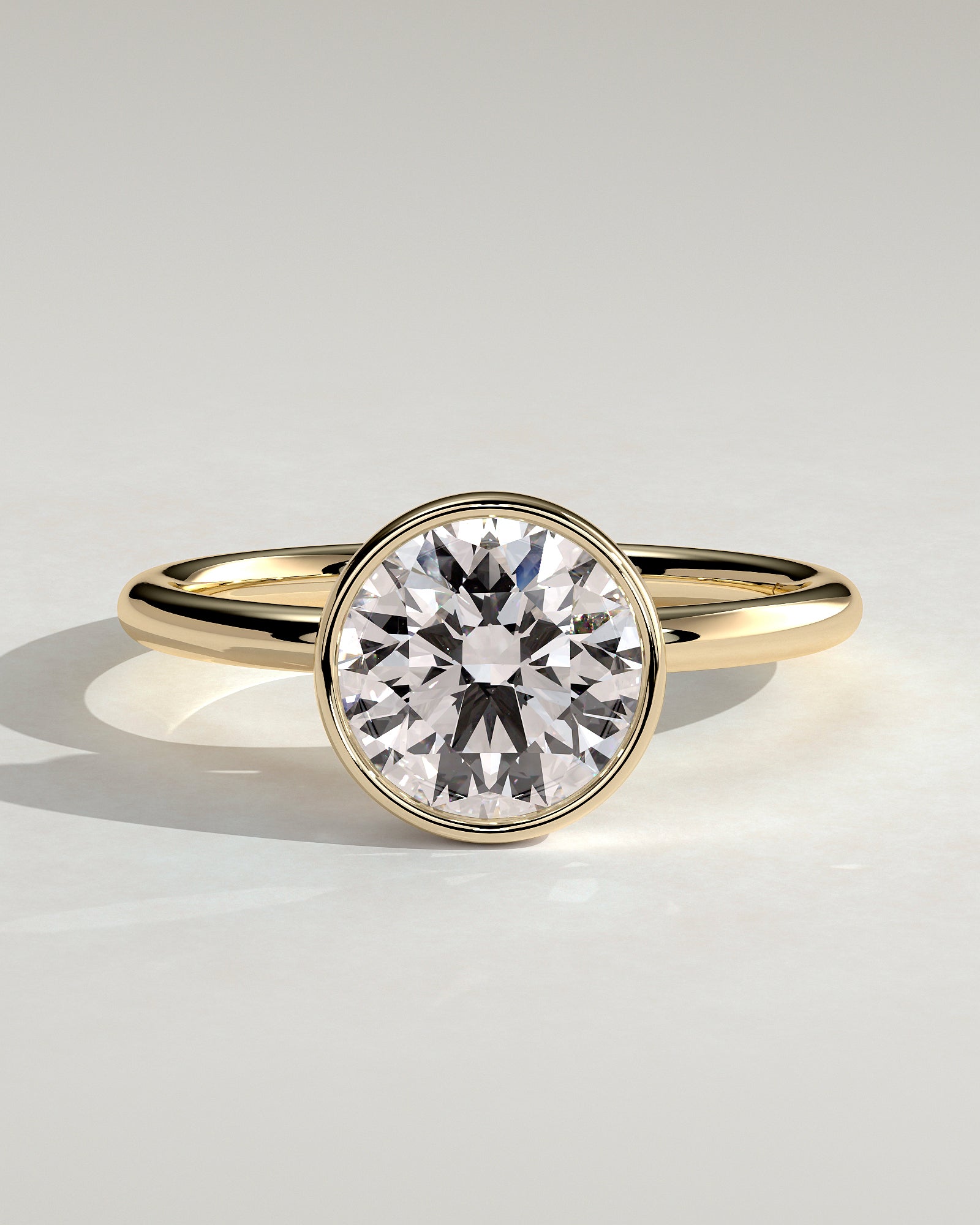 2.0CT Bezel Set Round Lab Grown Diamond Solitaire Engagement Ring