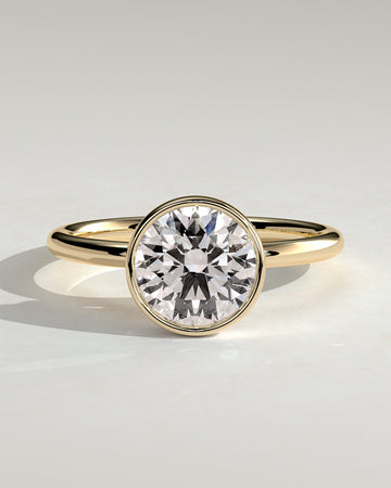 2.0CT Bezel Set Round Lab Grown Diamond Solitaire Engagement Ring