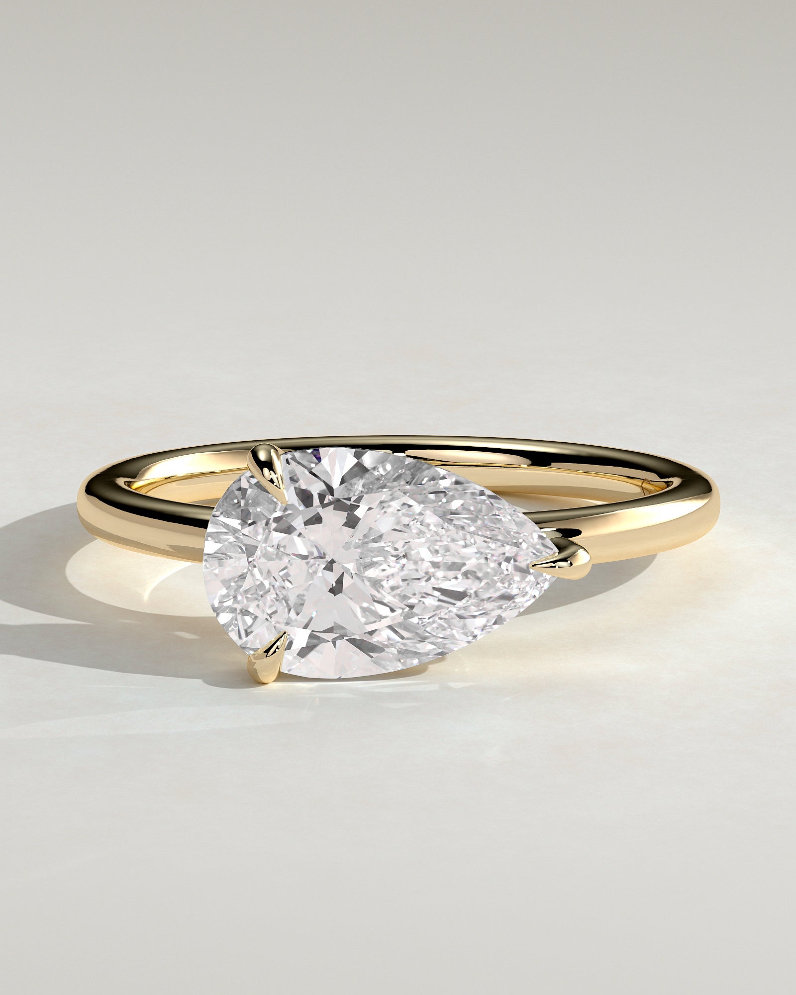 2.0CT East West Pear Lab Grown Diamond Solitaire Engagement Ring