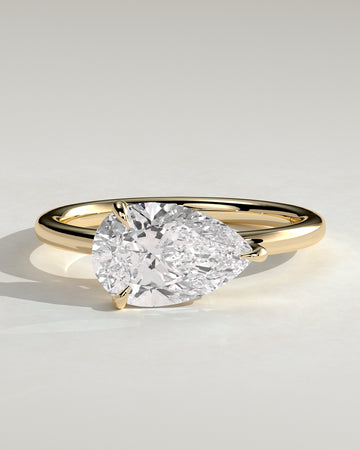 2.0CT East West Pear Lab Grown Diamond Solitaire Engagement Ring