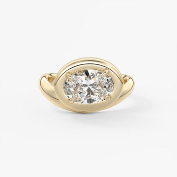 2.0CT Bezel Set Chunky Oval Cut Lab Grown Diamond Collet Engagement Ring