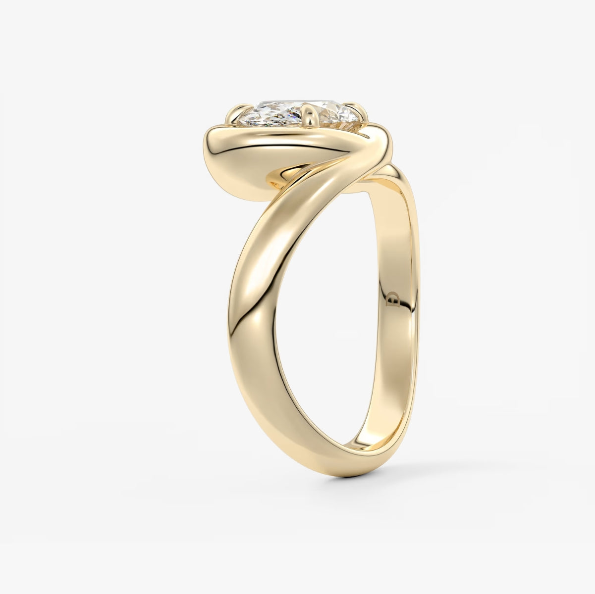 2.0CT Bezel Set Chunky Oval Cut Lab Grown Diamond Collet Engagement Ring