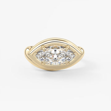 2.0CT Bezel Set Chunky Marquise Cut Lab Grown Diamond Collet Engagement Ring