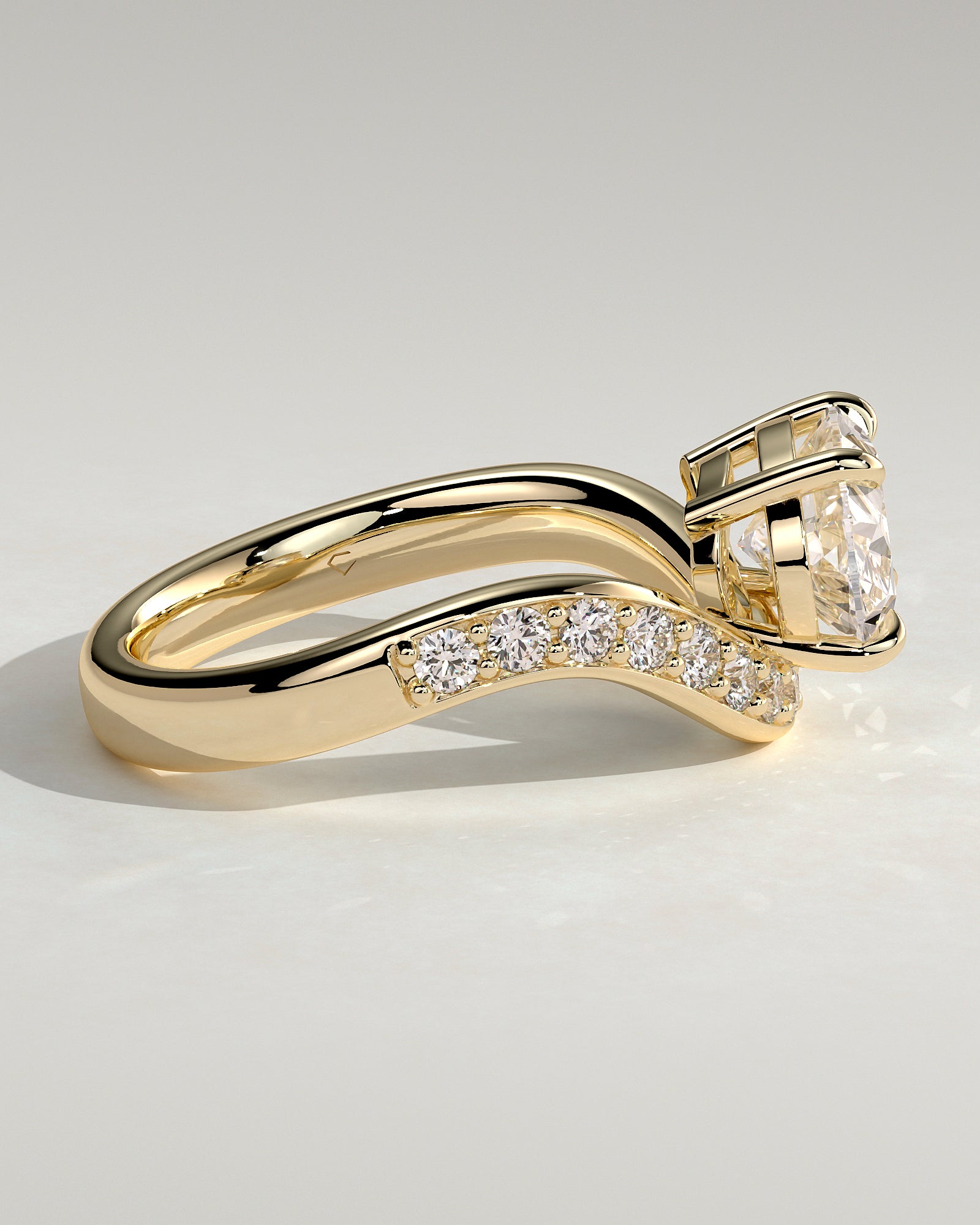 2.0CT East West Oval Lab Grown Diamond Pave Wave Band Engagement Ring