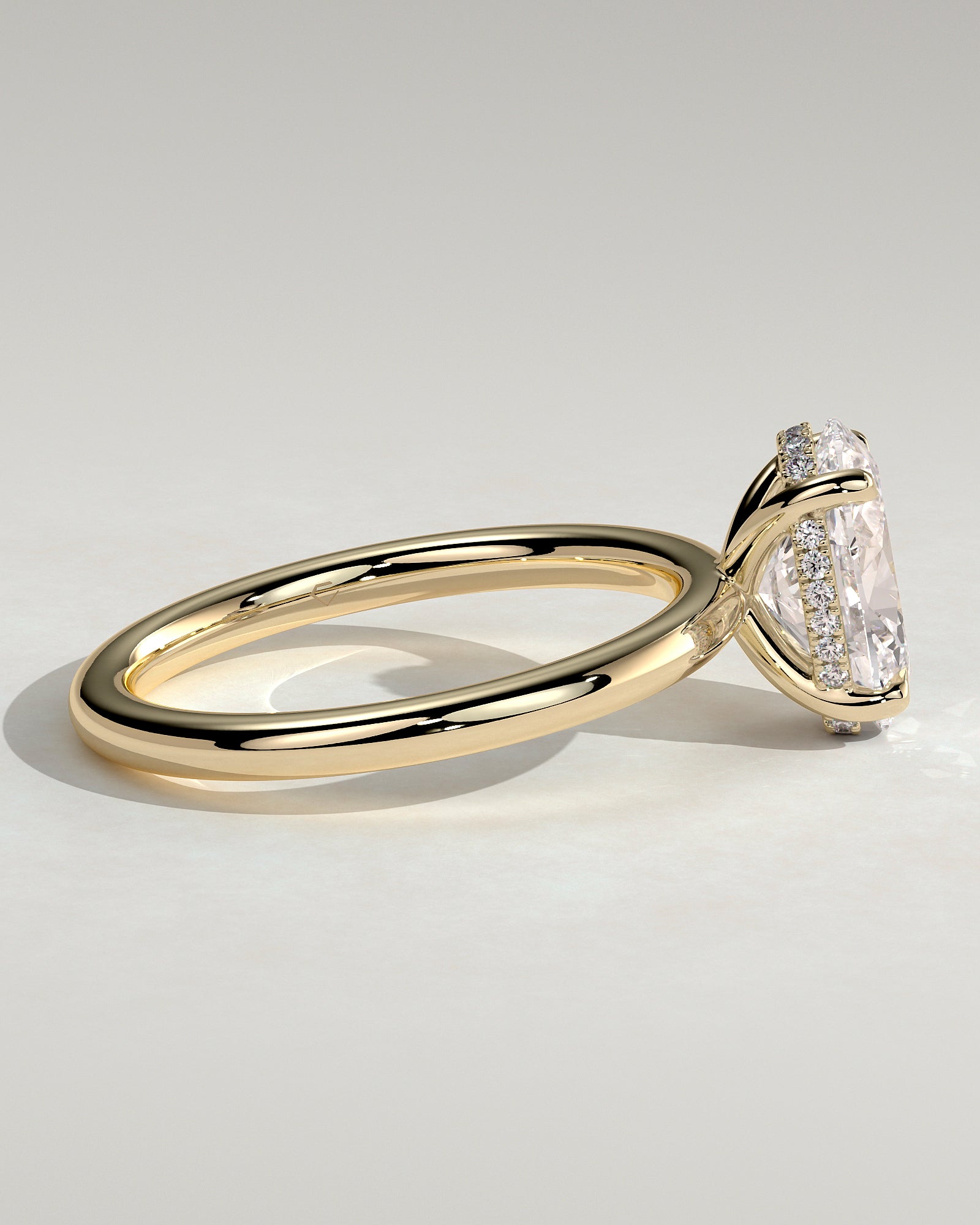 2.0CT Oval Lab Grown Diamond Hidden Halo Solitaire Engagement Ring