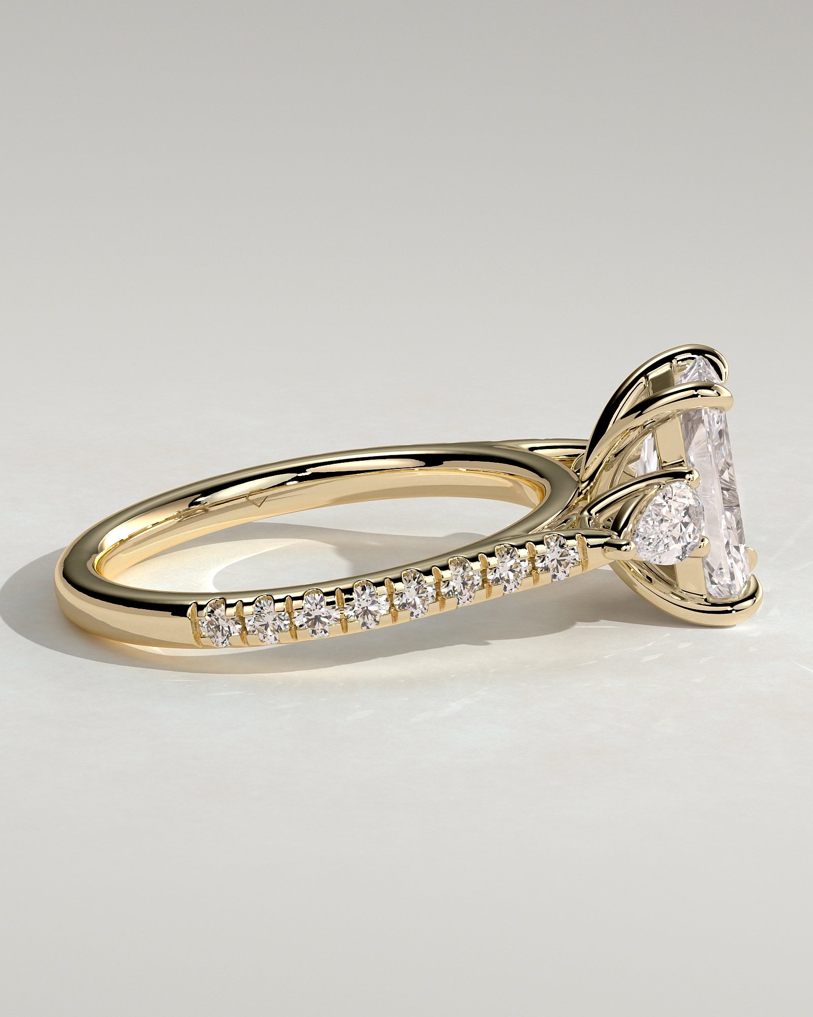 2.0CT Radiant Cut Lab Grown Diamond Pave Three Stone Engagement Ring