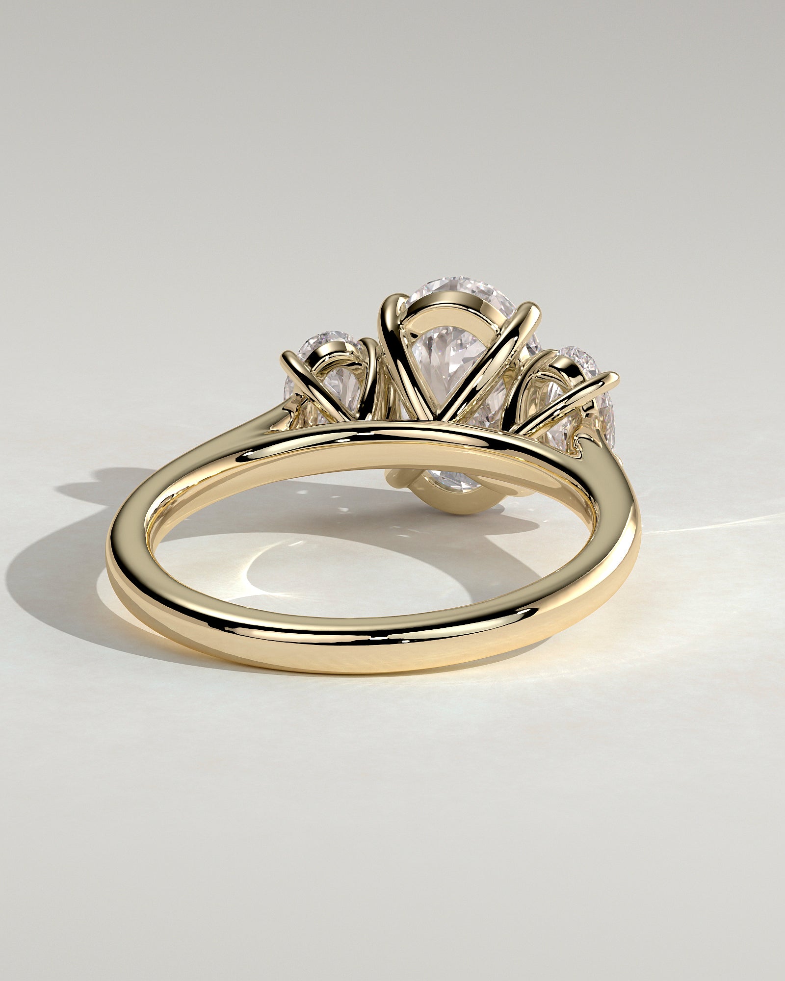 2.0CT Oval Lab Grown Diamond Three Stone Engagement Ring