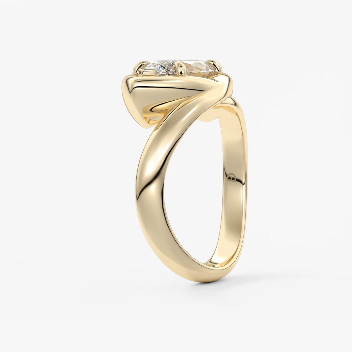 2.0CT Bezel Set Chunky Marquise Cut Lab Grown Diamond Collet Engagement Ring