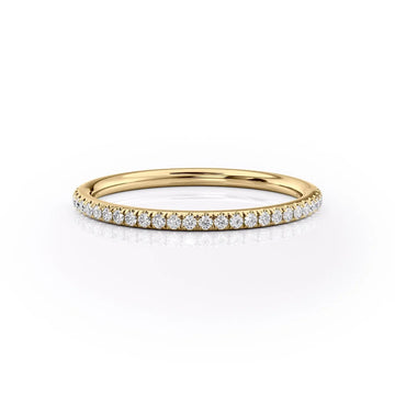 Round Lab Grown Diamond Half Eternity Pave Wedding Band