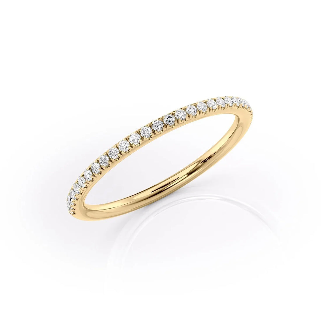 Round Lab Grown Diamond Half Eternity Pave Wedding Band